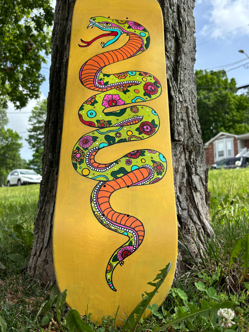 Neon Snake Old School American Traditional Skateboard Deck
