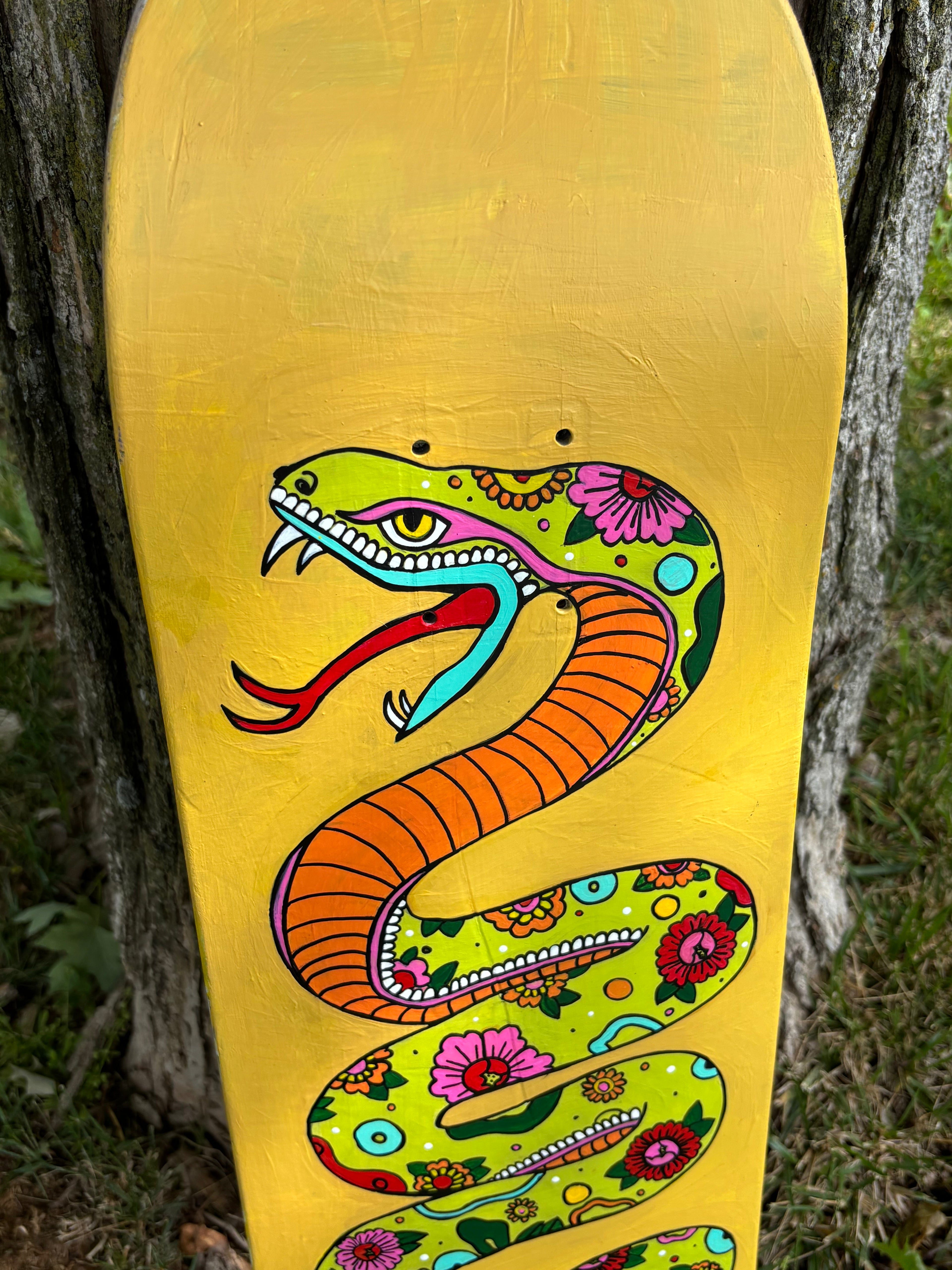 Neon Snake Old School American Traditional Skateboard Deck