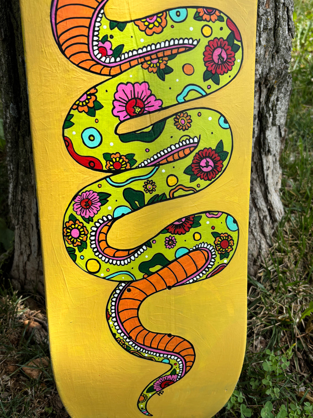 Neon Snake Old School American Traditional Skateboard Deck