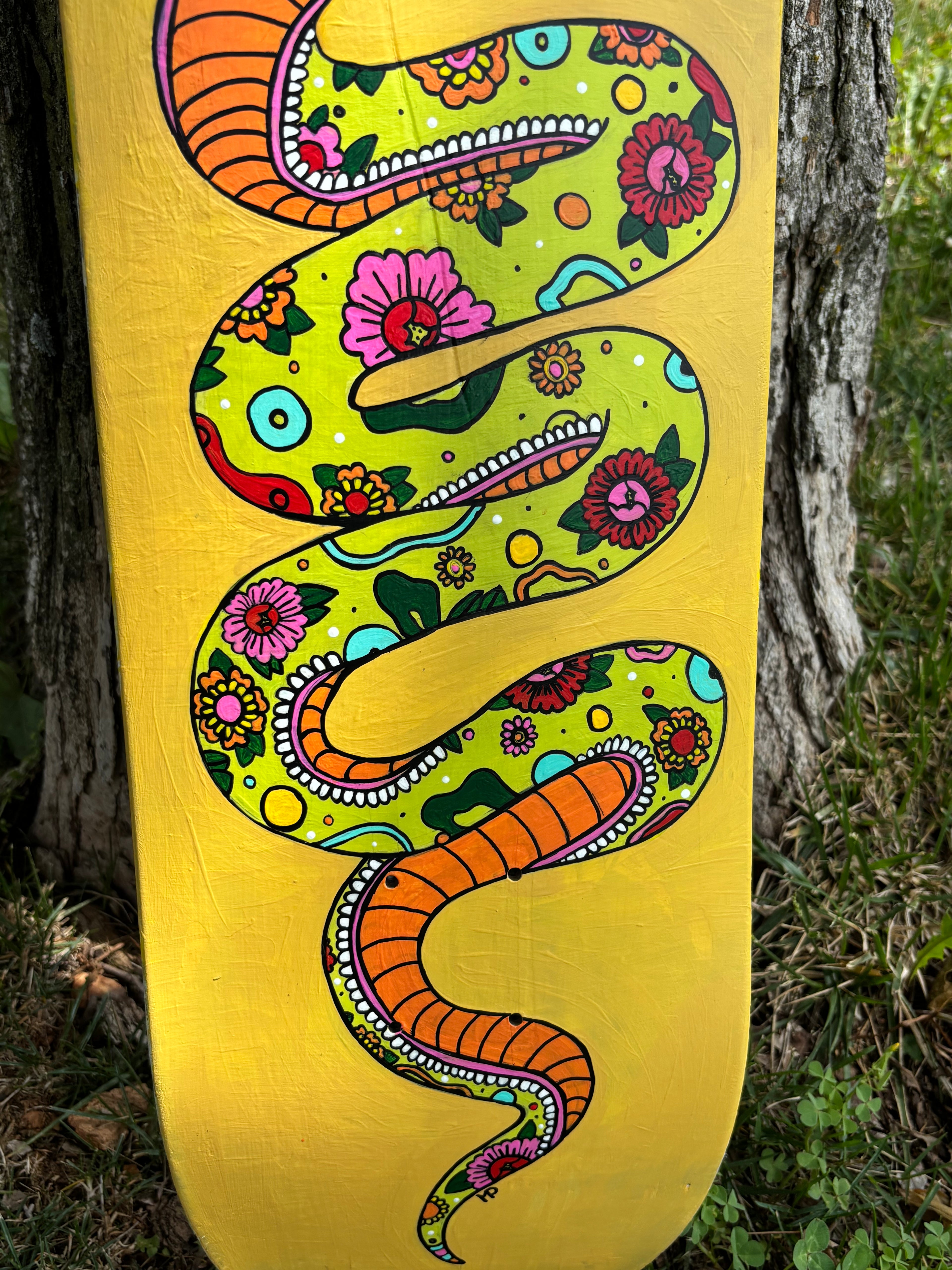 Neon Snake Old School American Traditional Skateboard Deck