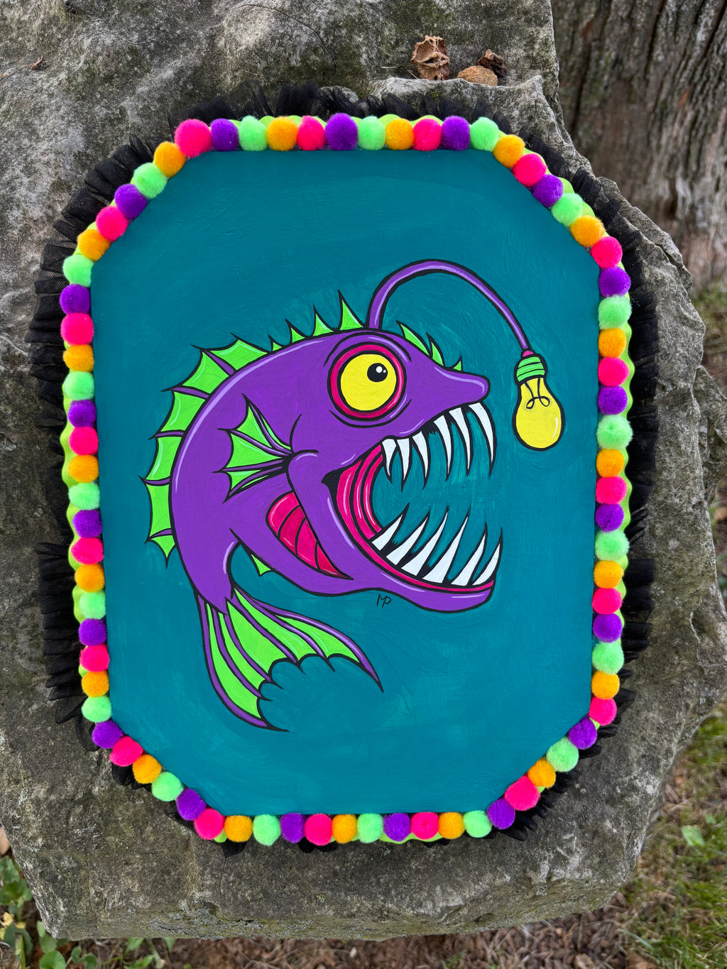 Sea Devil Original Art Wood Plaque Painting