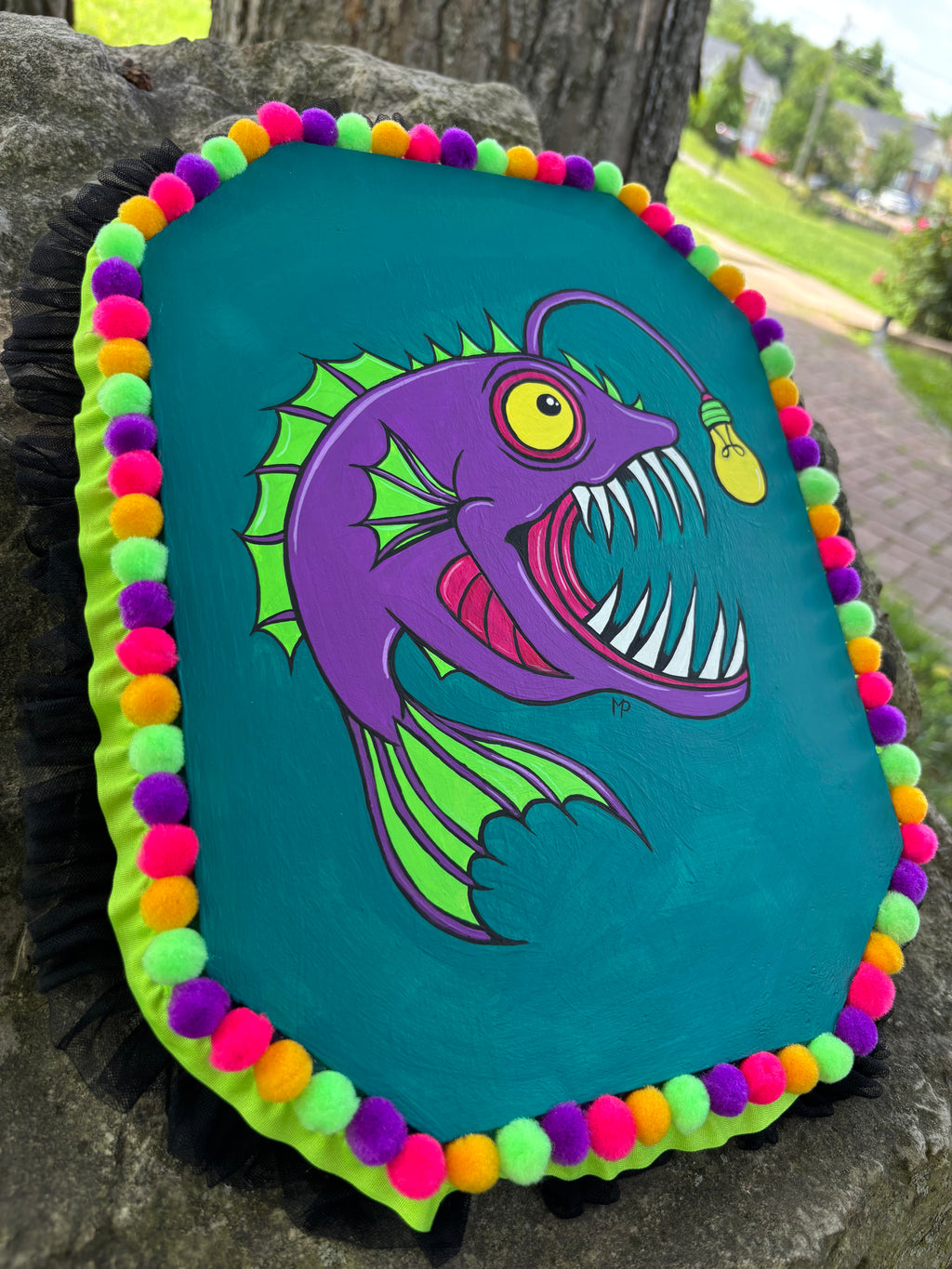 Sea Devil Original Art Wood Plaque Painting