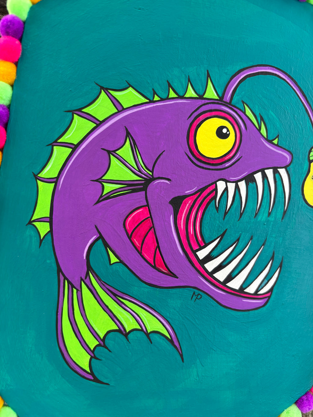 Sea Devil Original Art Wood Plaque Painting