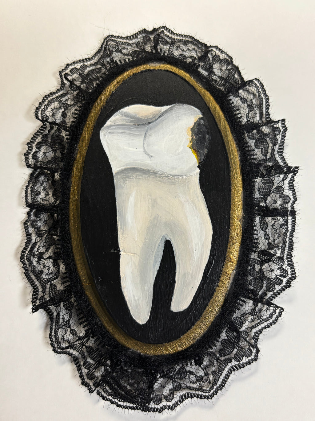 Small Human Tooth with Cavity Original Painting