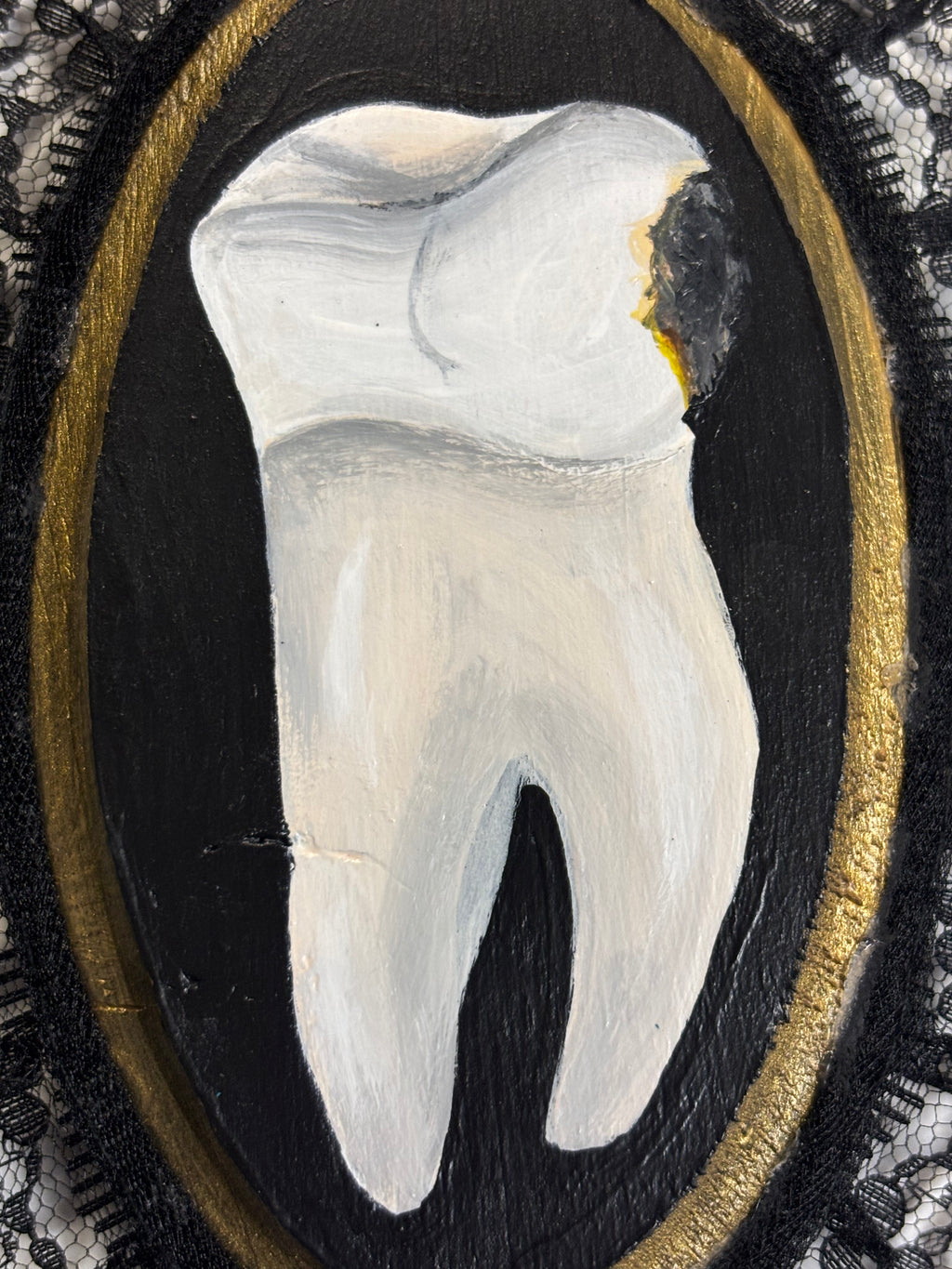 Small Human Tooth with Cavity Original Painting