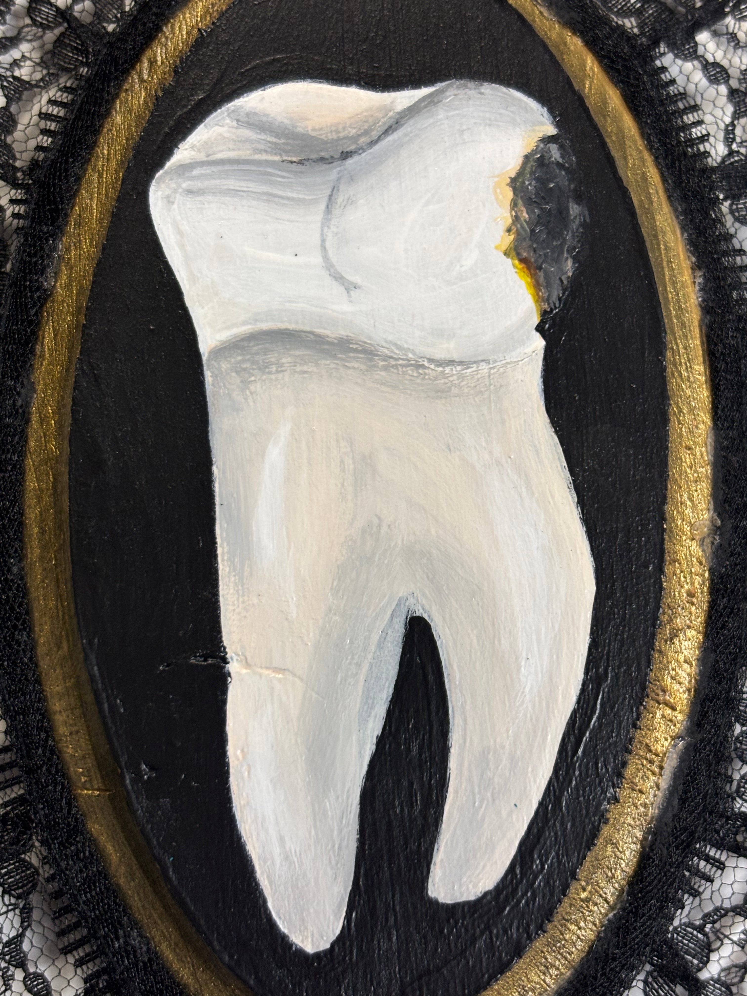 Small Human Tooth with Cavity Original Painting