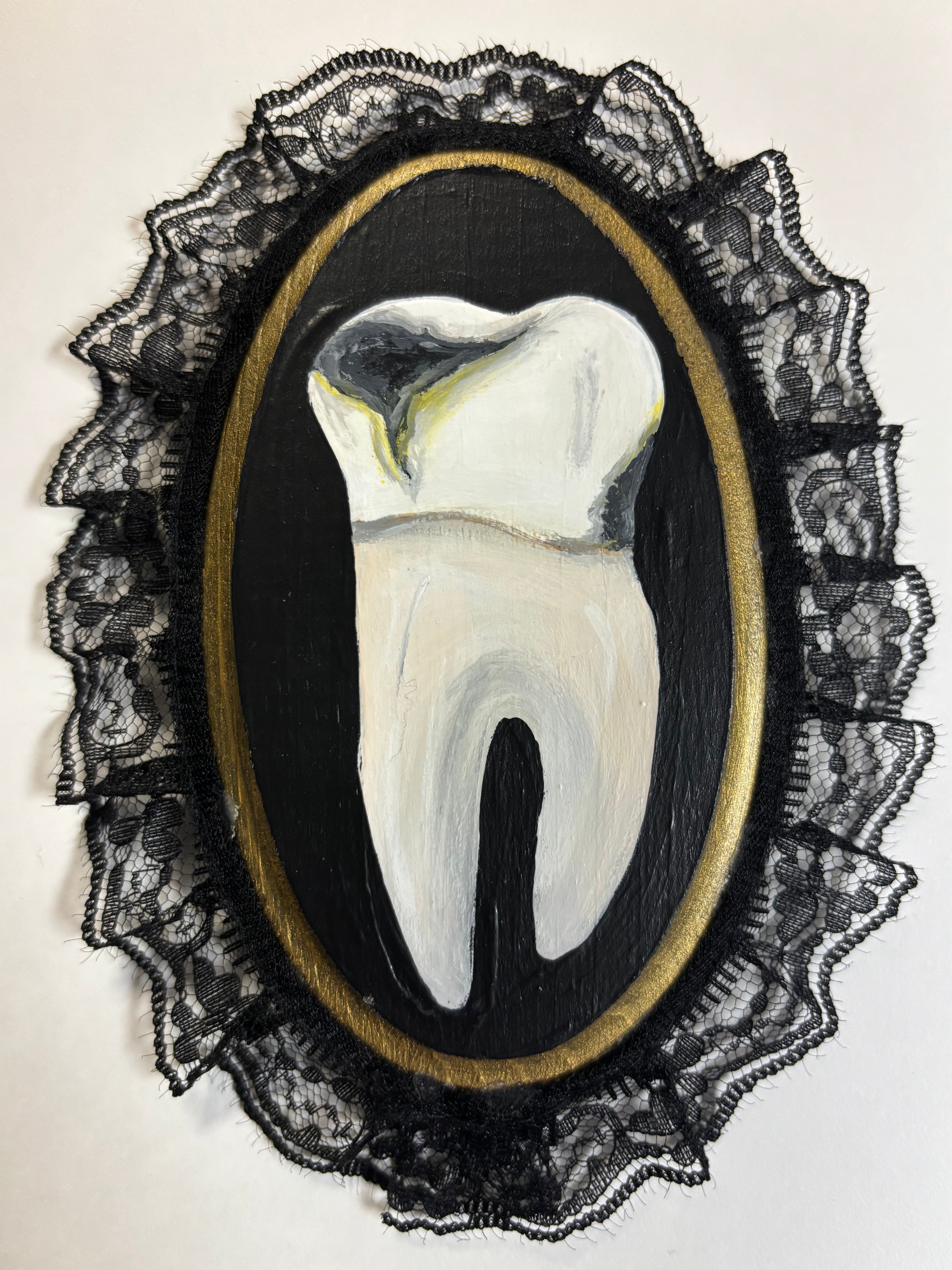 Small Human Tooth with Cavities Original Painting