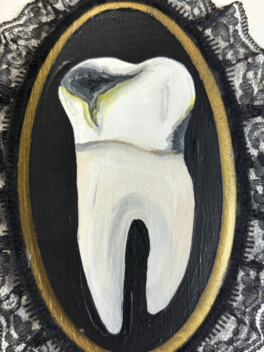 Small Human Tooth with Cavities Original Painting