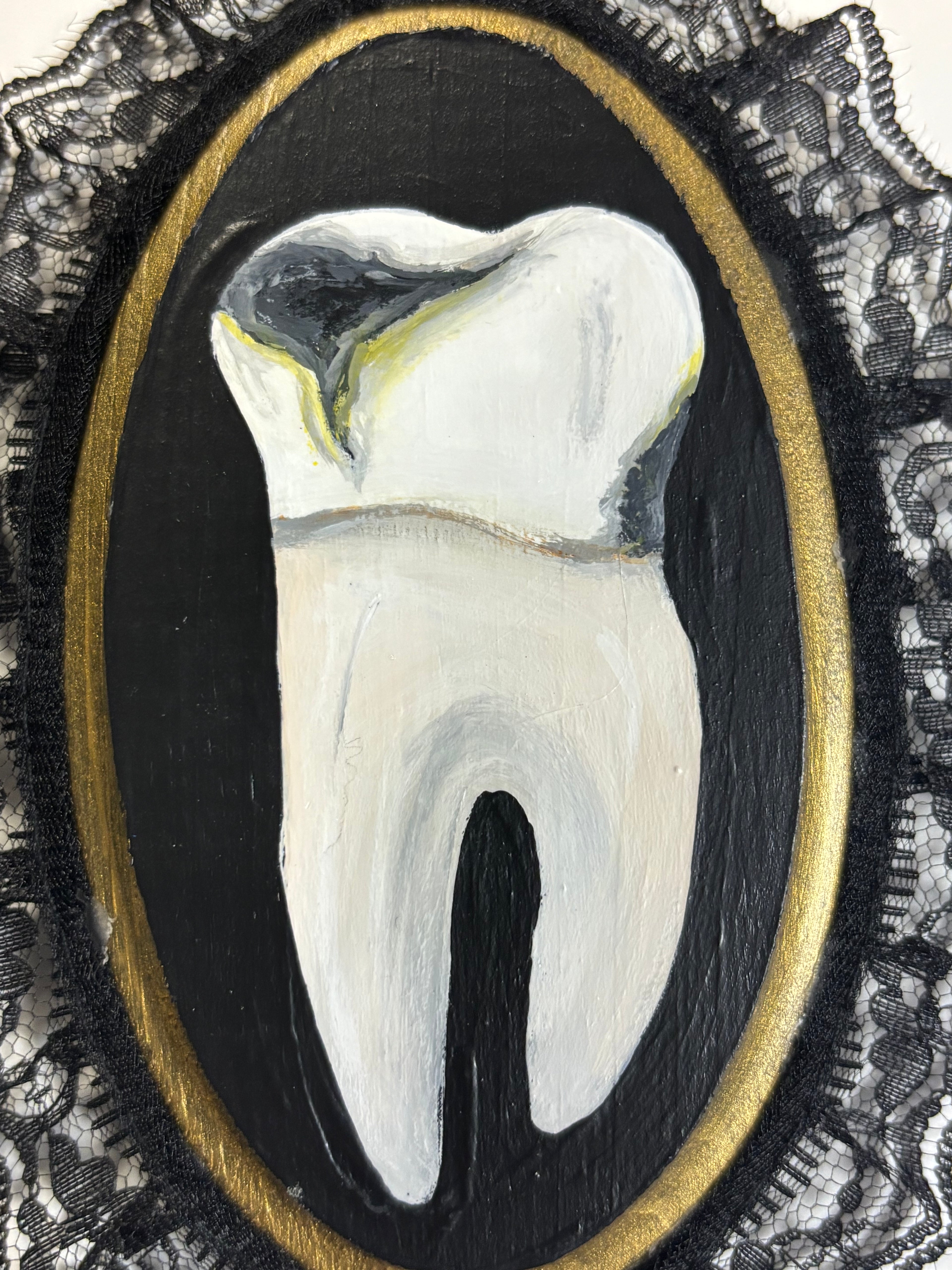 Small Human Tooth with Cavities Original Painting