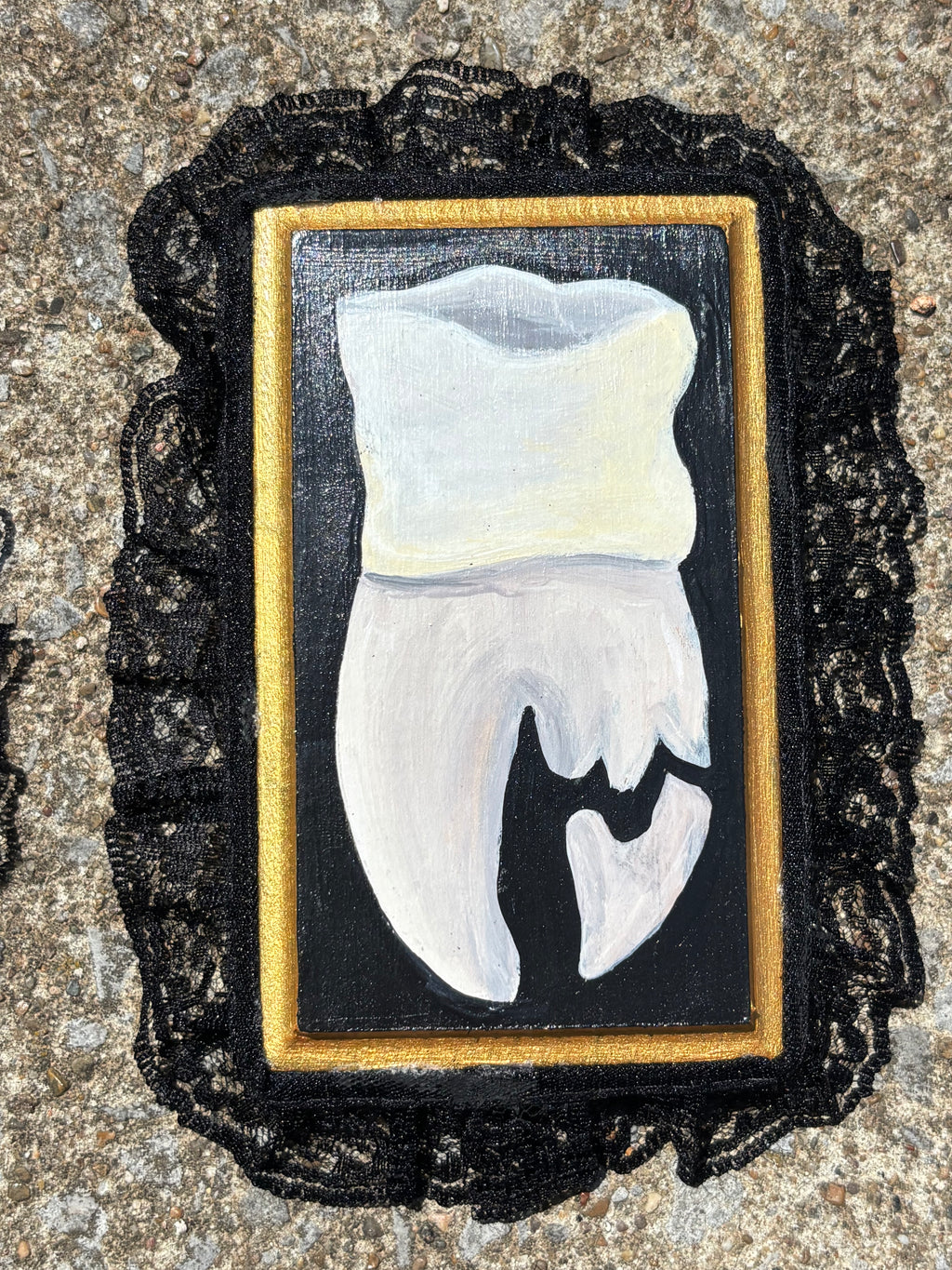 Small Broken Human Tooth #2 Original Painting