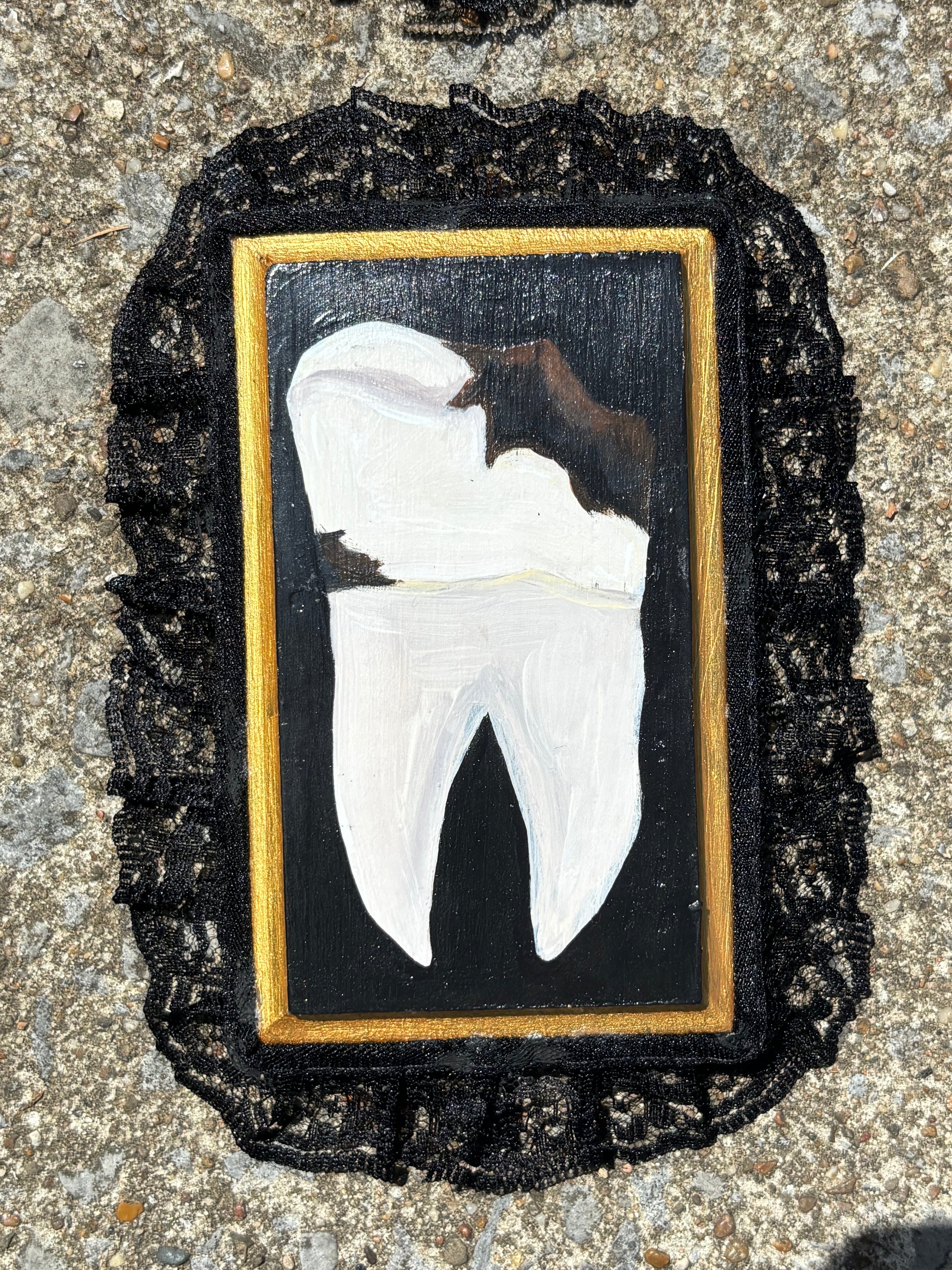 Small Human Tooth with Cavities Original Painting