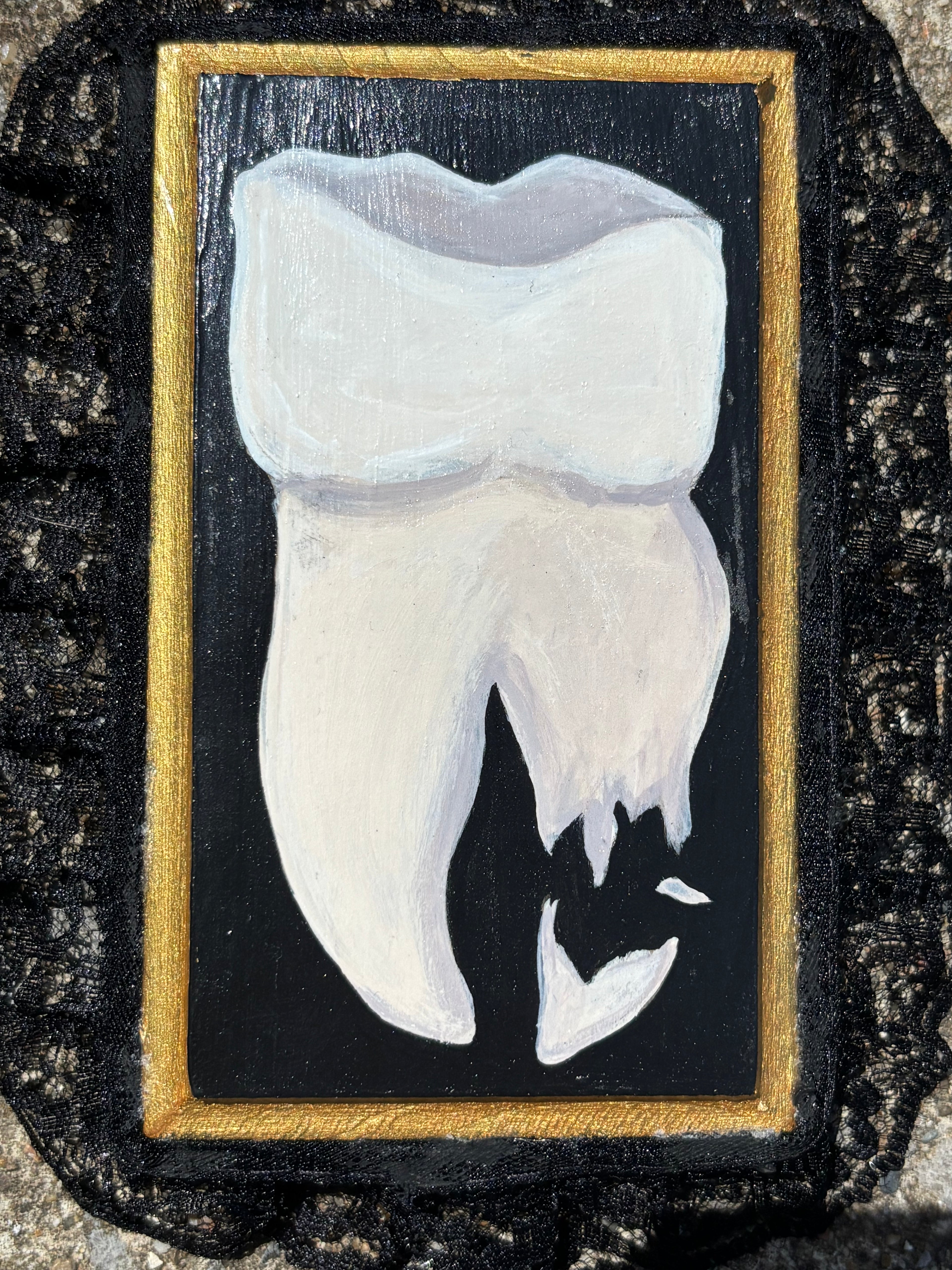 Small Broken Human Tooth #1 Original Painting