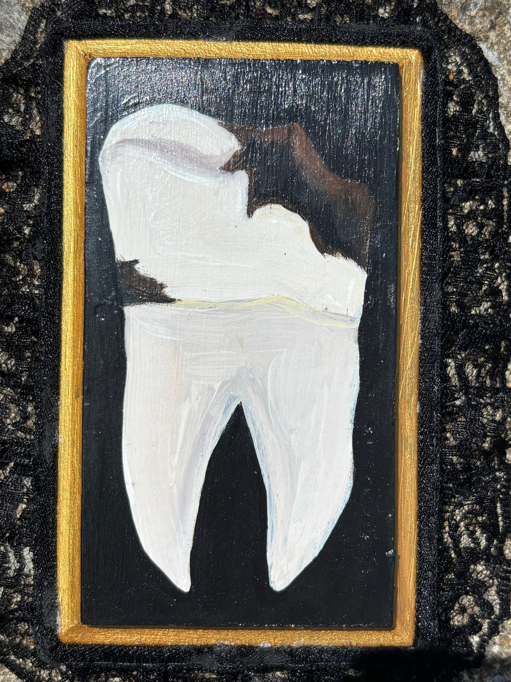 Small Human Tooth with Cavities Original Painting