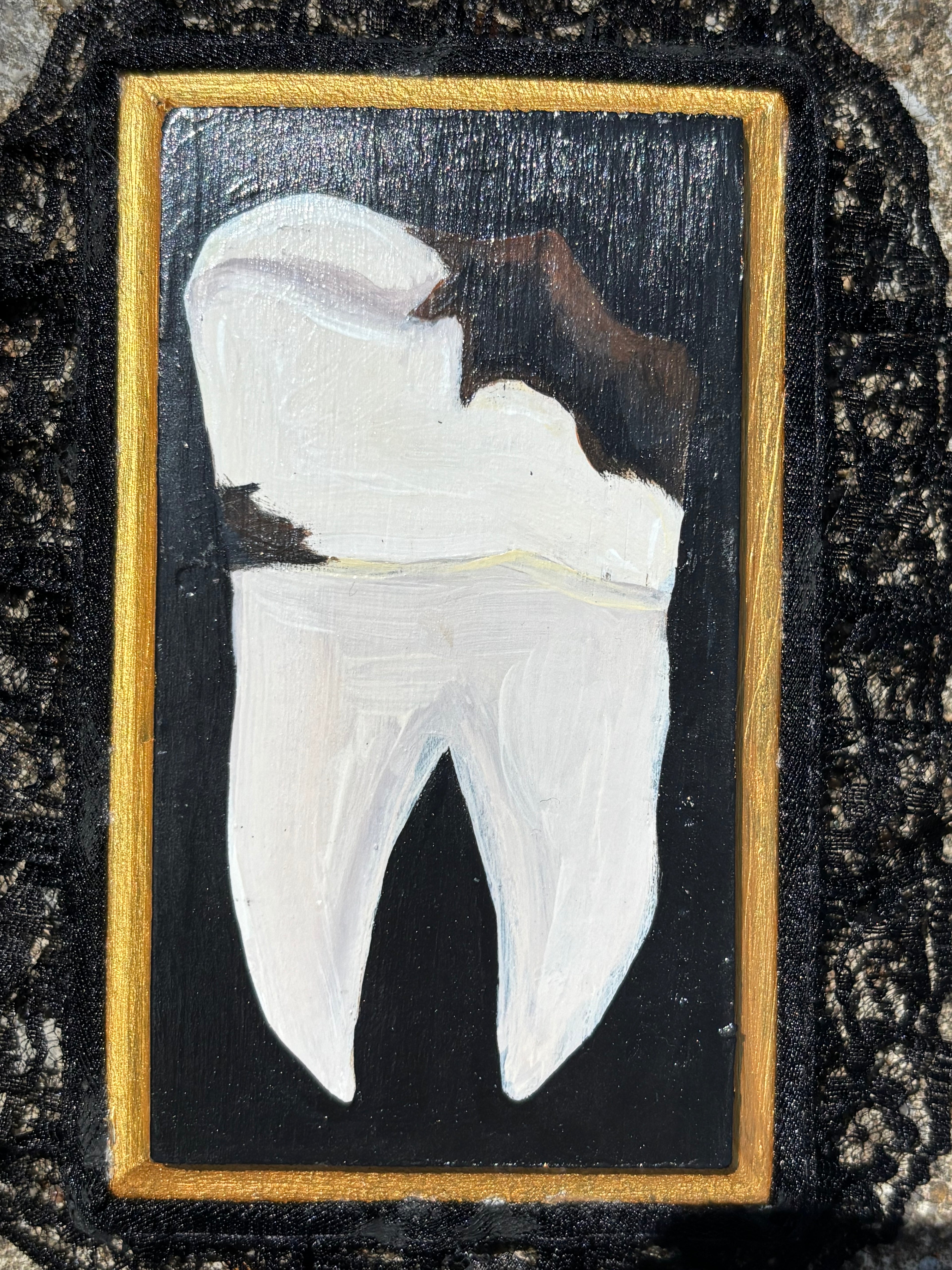 Small Human Tooth with Cavities Original Painting