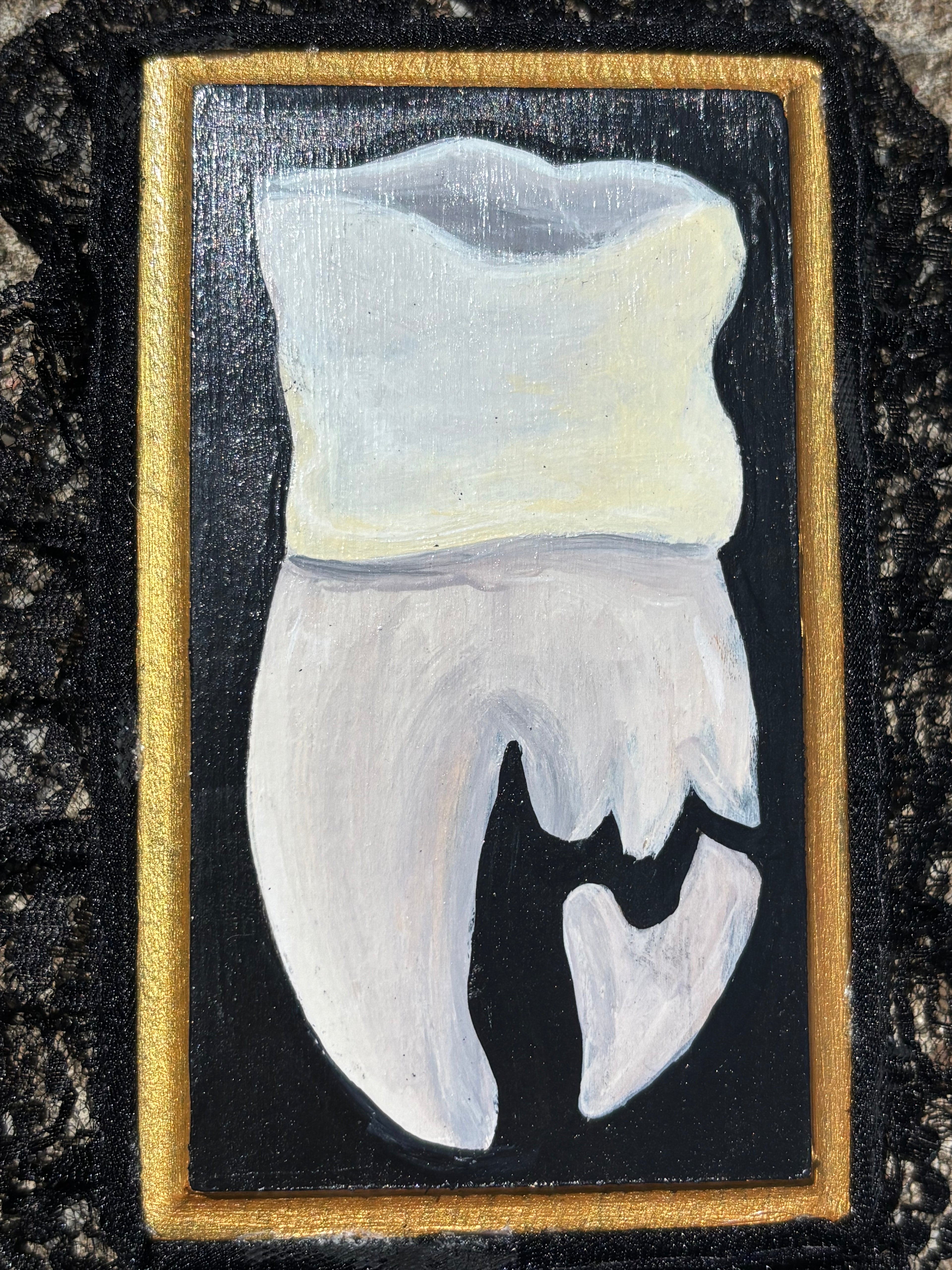 Small Broken Human Tooth #2 Original Painting